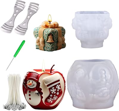 Siliconen Mallen voor Kaarsen in Appel- en Kerstboomvorm, Perfect voor DIY Decoratie en Ambachten tijdens de Feestdagen