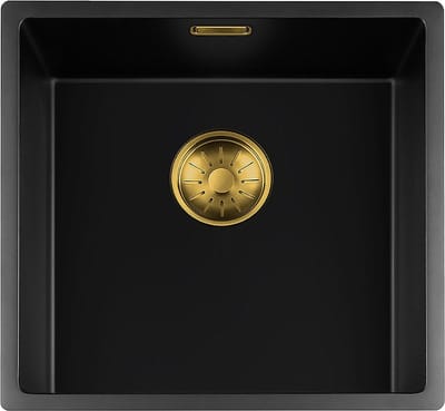Lorreine Black Quartz Series spoelbak 4040cm Plug Gold 40BQ-FU-Gold
