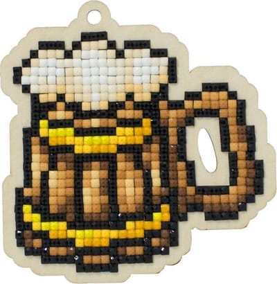 DIY-KIT Wizardi Diamond Painting Charm - Bierglas - 8,1x8,3 cm