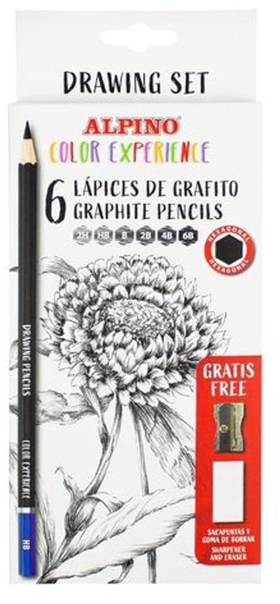 #Grafietpotloden Alpino Color Experience set 6 st. + gum en slijper