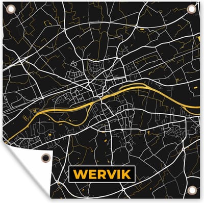 Tuin poster Plattegrond - Goud - Kaart - Wervik - Stadskaart - 200x200 cm - Tuindoek