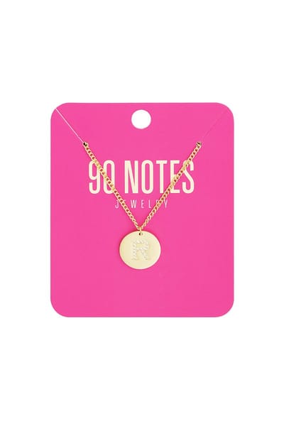 90 NOTES - Initial Strass Ketting - Letter R - goudkleurig