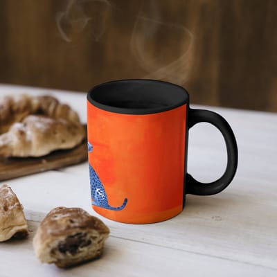 Magische Mok - Foto op Warmte Mokken - Koffiemok - Luipaarden - Stippen - Oranje - Magic Mok - Beker - 350 ML - Theemok