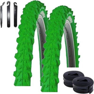 Set van 2 Mountainbike Banden 24 inch (50-507) met Binnenbanden en Bandenlichters