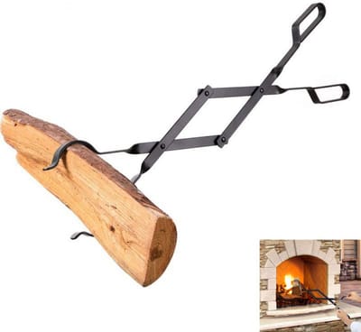 Haardtang - Haardtang - Vuurtang - Haardhouttang - Lengte 64,5 cm - Geschikt voor haardhout, kampvuurhout, houtskoolaanpassing voor barbecues, toevoeging van haardhout voor thuiskachels - Zwart