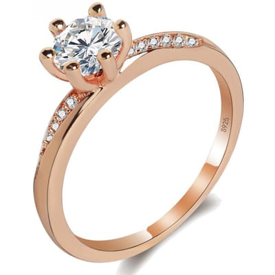 Bijoux pour les mains Bague diamant six griffes populaire européenne et américaine Alliance couple Bijoux en cuivre blanc No. 10 beige