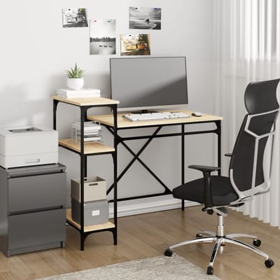 vidaXL - Bureau - schappen - 105x50x90 - bewerkt - hout - en - ijzer - sonoma - eiken