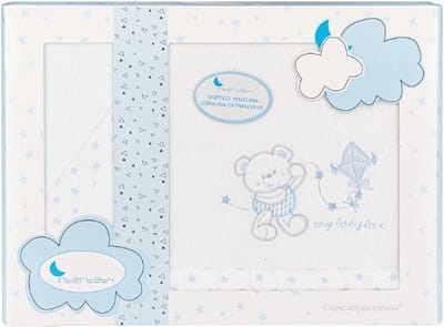 Interbaby Beddengoed Baby Love 106 Cm Fleece Wit/blauw 3-delig