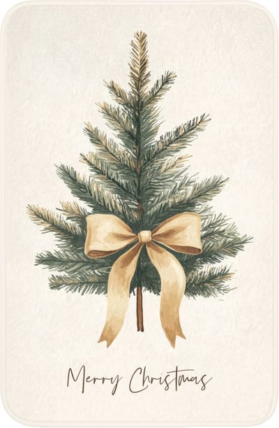 WC mat 40x60 cm - Antislip - Kerstboom - Kerst - Merry Christmas - Beige - Toiletmat - Vloermat - Douchemat - Toilet tapijt - Toiletmatten