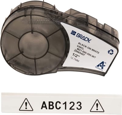 Vinyl Label Tape voor Label Printers - Zelfklevende Etikettape voor Kabel en Naam Labels - Zwart op Wit (12,7 mm x 6,4 m)