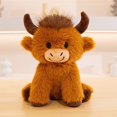 Schotse Hooglander Dierenarts Hoed Pluche Speelgoed Zacht Knuffeldier Koe Knuffels Studenten Afstuderen Verjaardagscadeaus Woondecoratie 22cm brown