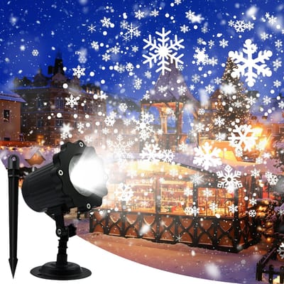 QTTVBTNA - 1 Stuk IP65 Waterdichte Kerst Projector voor Buiten - Sneeuwvlok Lichtshow - Geschikt voor Tuin, Feest & Nieuwjaar - Eenvoudig te Installeren Buitenverlichting