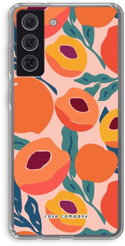 Case Company® - Hoesje geschikt voor Samsung Galaxy S21 FE hoesje - Perzik - Soft Cover Telefoonhoesje - Bescherming aan alle Kanten en Schermrand