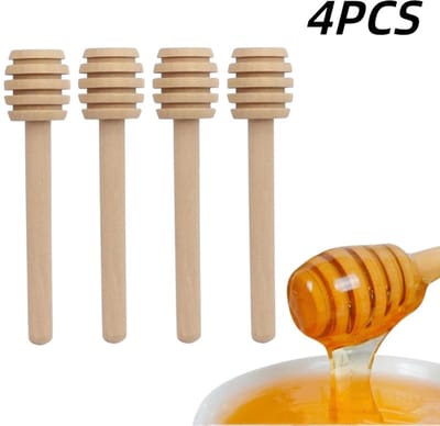 4 stuks-Honingstaafje - roerstaafje - honinglepel - honingschepstaafje - honingapplicator - geschikt voor het scheppen van honing - het smeren van jam - kaki kleur - 8,4*1,9*0,7 cm