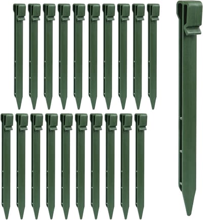 Set van 20 Sterke Plastic Haringen voor Tuinrand, 25 cm Groen - Ideaal voor Zachte Bodems, Camping en Tuinprojecten