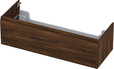 INK® wastafelonderkast 1 lade greeploos met houten keerlijst 120x45x35cm, koper eiken