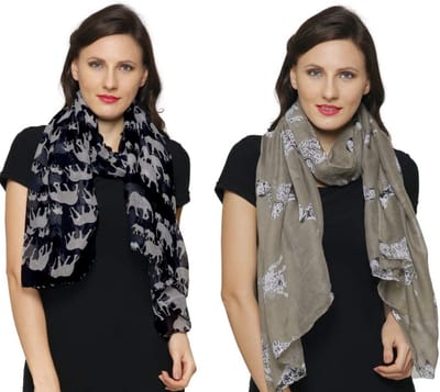 Sjaals Set - Dames Sjaals - Stijlvol Accessoire - Twee Sjaals Inclusief - Niet Gespecificeerd - Zwart Dalmatier