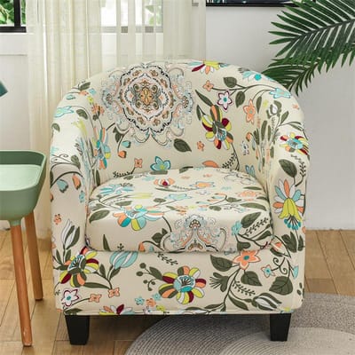 Bloemige Clubbankhoes Fauteuilhoes Elastische Tubstoelhoezen Huisdecoratie Enkele Bankhoes met Zitkussenhoes