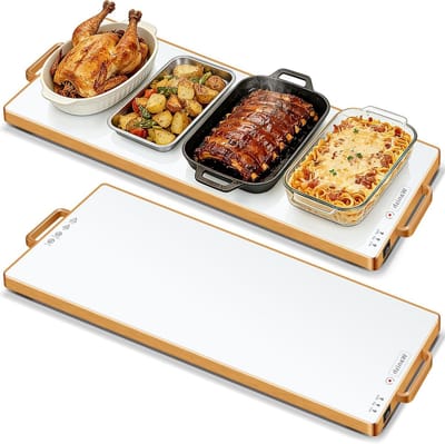 Elektrische Warmhoudbak - Voedselwarmer Mat - Eten Warm Houden - Volledige Oppervlakteverwarming - 102 x 30 cm - Wit