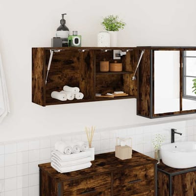 vidaXL - Badkamerwandkast - 80x25x40 - cm - bewerkt - hout - gerookt - eikenkleurig