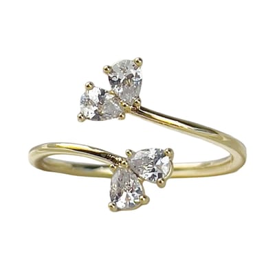 Drop Crystal Adjustable Ring Gold 14K