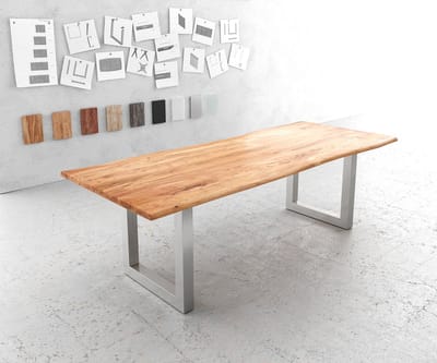 Eettafel Edge acacia natuur 240x100 edelstaal breed Live-Edge