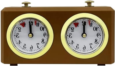 Mechanisch Schaakhorloge - Analoge Timer - Schaakwedstrijden - Opwindmechanisme - 15 x 55 x 9 cm - Zwart
