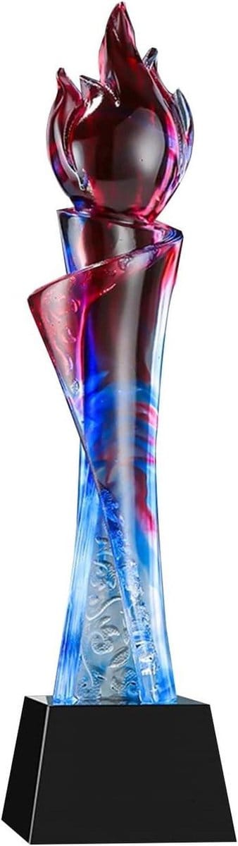 Trofee Kristal - Glazen Award - Competitie Beloning - Fijn Vakmanschap - 500 Gram - Gekleurd