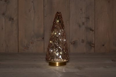 Anna's Collectie kerstverlichting boom glas 28.5cm roze goud