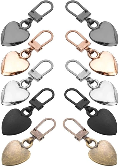 Dailygoods- Ritssluiting Hartvormig - Ritssluiting Reparatie Set - 10 Stuks - Metalen Ritstrekker - Geschikt voor Jassen/Laarzen/Rugzakken - Aantrekkelijk Ontwerp