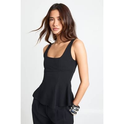 boohoo Dames Ronde hals peplum top | Zwart | Maat: 42