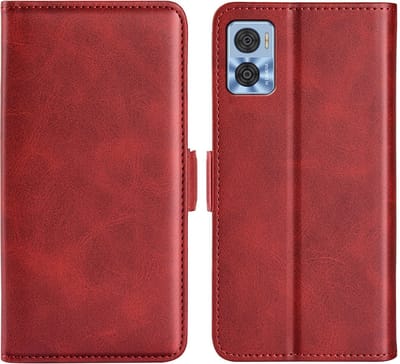 MobyDefend Hoesje - Geschikt voor Motorola Moto E22 / E22i - Luxe Wallet Book Case (Sluiting Zijkant) - Rood