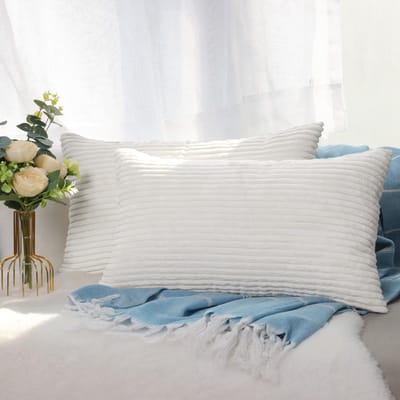 Kussenhoes 40x60 cm, Crème Corduroy Kussenslopen met Onzichtbare Rits voor Bank, Woonkamer en Slaapkamer 2 Stuks