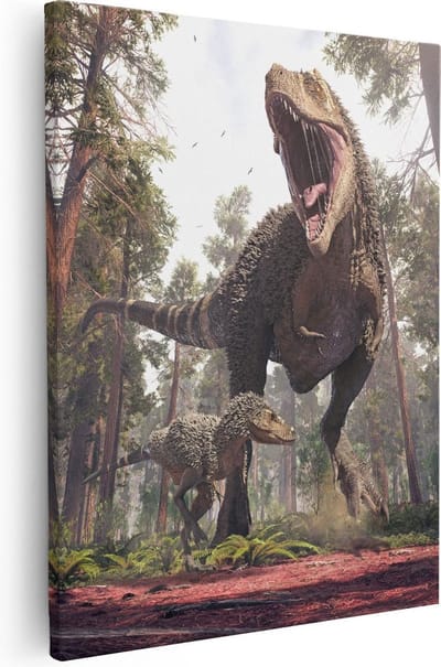 Artaza Canvas Schilderij T-Rex - 40x50 cm - Wanddecoratie Bos - Muurdecoratie Dieren - Kamer Accessoires
