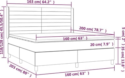 vidaXL - Boxspring - met - matras - stof - blauw - 160x200 - cm