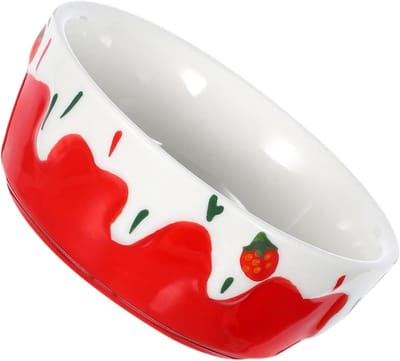Keramische voerbak - Dierenkom - Kleine dieren voeren - Lekvrij ontwerp - 9 cm breed - Rood