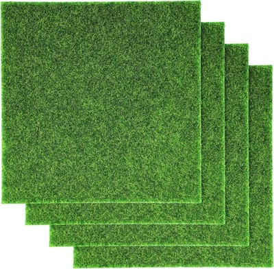 4 stuks kunstgras voor ambachten nepgras miniatuur tuindecoratie kunstgras voor miniatuur tuin poppenhuis ornament doe-het-zelf decoratie grasdecoratie nepgras decoratie 15 x 15,5 cm