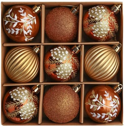 Dailygoody - Kerstboomversiering - Kerstballen - 9 Stuks - Koper en