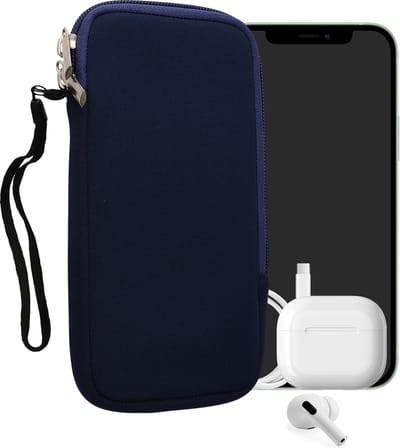 kwmobile telefoontasje universeel geschikt voor XXL - 7" smartphones - 17,7 x 8,5 cm - Hoesje met rits en polslusje -In donkerblauw -