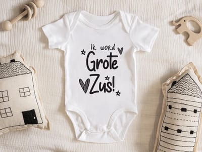 Hospitrix Baby Rompertje met Tekst "Ik Word Grote Zus" | Korte Mouw | Maat M - 3-6 maanden | Cadeau voor Zwangerschap | Bekendmaking | Aankondiging | Grote Broer |