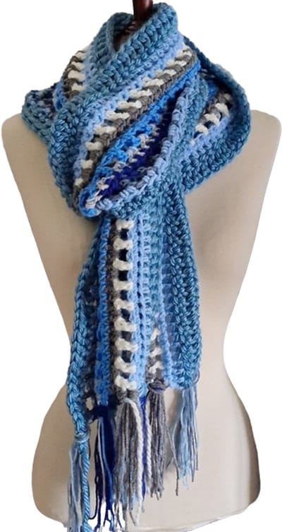 Toetie & Zo Handgemaakte Sjaal - Bohemian - Blauw - Wit - Grijs