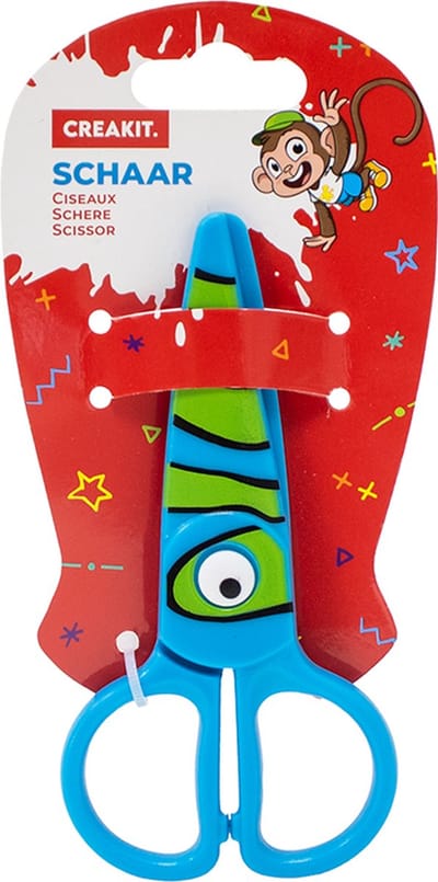 CREAKIT. Kinderschaar – 15 cm – Peuterschaar – Easy Grip Hobbyschaar – Universele Papierschaar – Kinderschaar Veilig – Blauw/groen