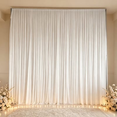 FATIVO Witte Achtergronddoek - Zijde Fotografie Achtergrond - Podium gordijn voor Trouw, Party, Evenement - 200x200cm
