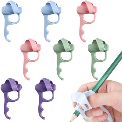 Dailygoods- Vingergeleiding 8-delige set - Siliconen schrijfhulp - Ergonomisch grip voor kinderen - Geschikt voor rechtshandigen/linkshandigen - Comfortabele potloodgrepen - Afmetingen 7,5 x 3,5 cm - Potloodgreep
