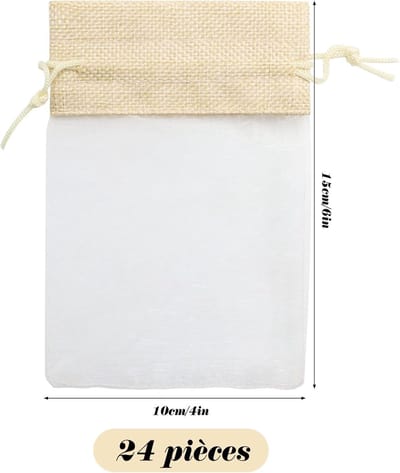 Organza zakjes, 24 10×15 cm organza cadeauzakjes met trekkoord, herbruikbaar, geschikt voor bruiloften, sieraden, snoep, festivals