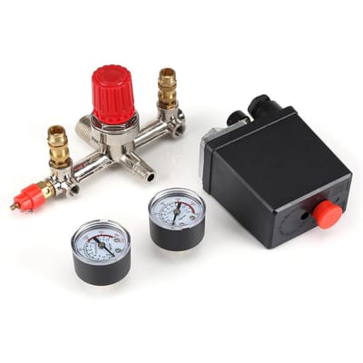 Luchtcompressor Drukschakelaar Klep Regulator 90-120 PSI met Dubbele Manometers