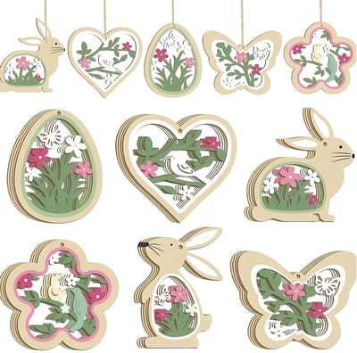 Dailygoods- Houten Hanger - 24 Stuks - Paasdecoratie Hout - Lentedecoratie - Decoratieve Hangers - Veilig Houtmateriaal - Levendige Kleuren