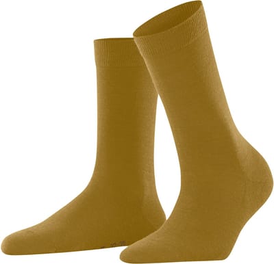 FALKE Softmerino eenkleurig wol katoen sokken dames groen - maat 35-36