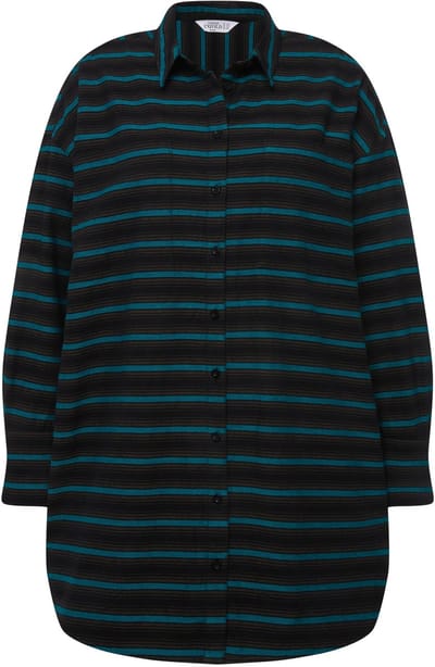 Studio Untold - Dames - Oversized shirtblouse strepen overhemdkraag lange mouwen - Zwart - Maat L