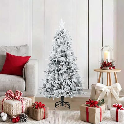 vidaXL - Kunstkerstboom - met - Scharnier - en - Sneeuw - Vilt - Wit - 120 - cm